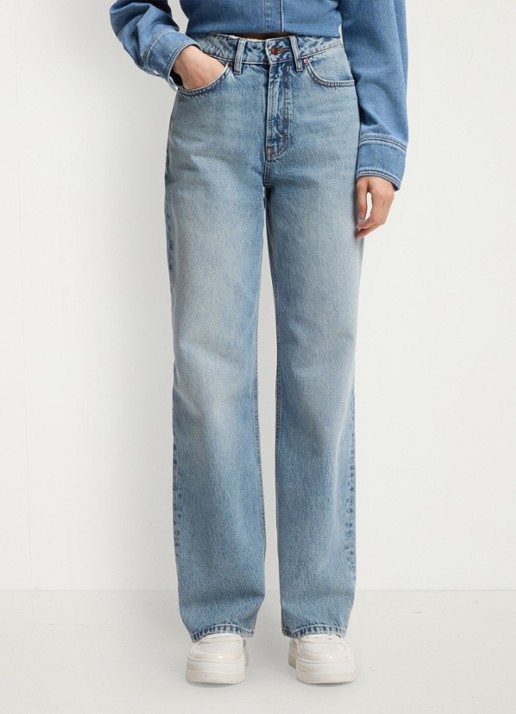 HUGO High waist wide leg jeans met steekzakken