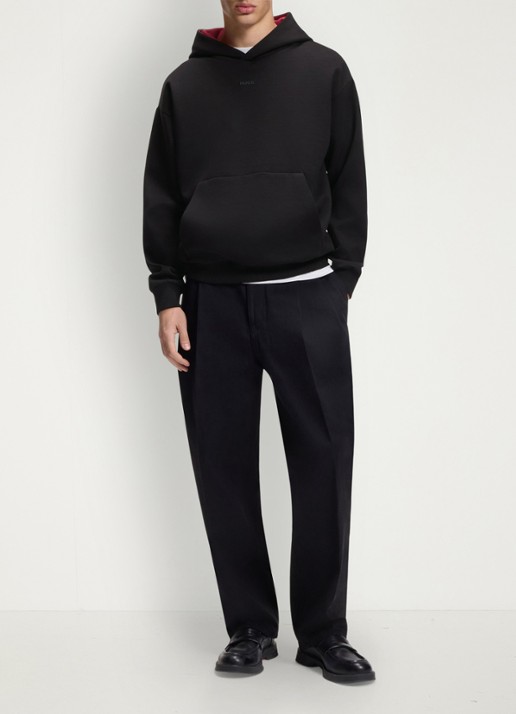HUGO Hoodie met capuchon en logo - voorkant 4 black-001