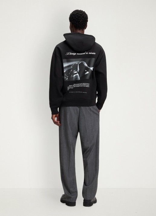 HUGO Hoodie met logo- en backprint  - achterkant 3 zwart