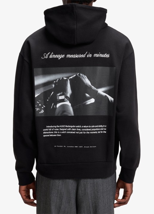 HUGO Hoodie met logo- en backprint  - detail 5 zwart