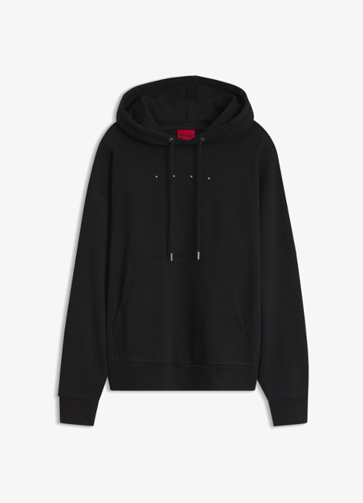 HUGO Hoodie met logo- en backprint  - voorkant zwart