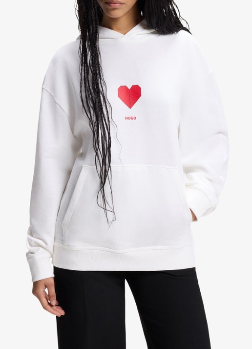 HUGO Hoodie met logo - detail 4 wit