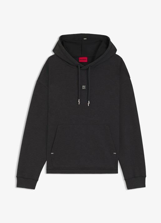 HUGO Hoodie met logo - voorkant donkergrijs