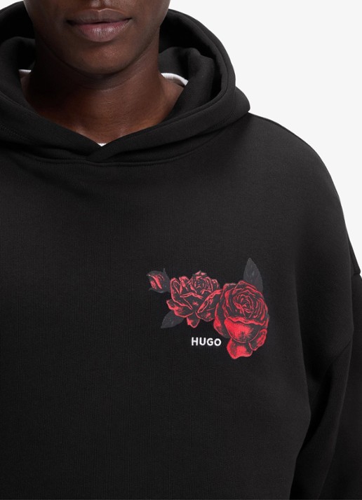 HUGO Hoodie met print - detail 3 zwart