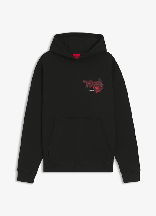 HUGO Hoodie met print - voorkant 4 zwart