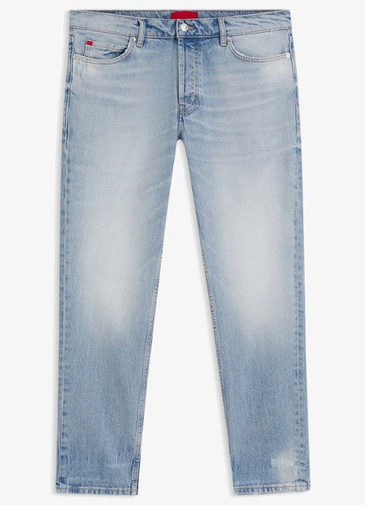 HUGO HUGO 634 tapered fit jeans met lichte wassing - voorkant light/pastel blue-450 / blauw
