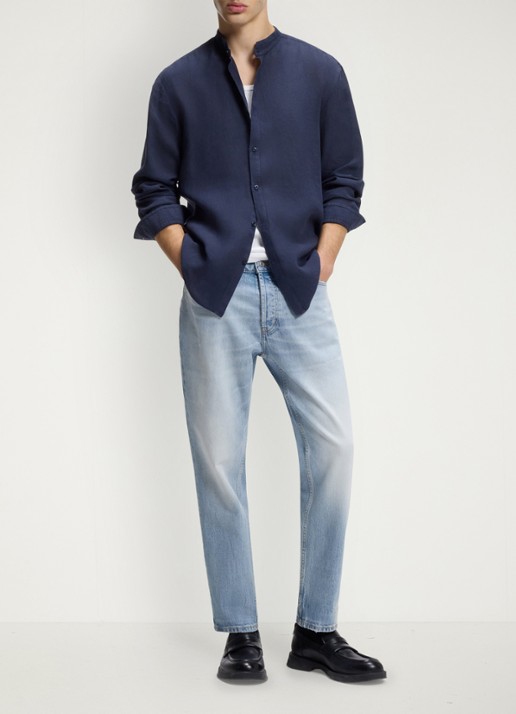 HUGO HUGO 634 tapered fit jeans met lichte wassing - voorkant 2 light/pastel blue-450 / blauw