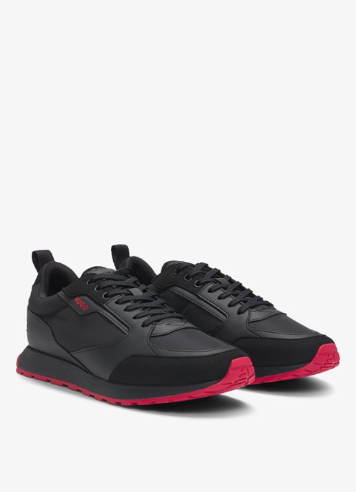 HUGO Icelin Runn sneaker met suède details - detail 2 zwart