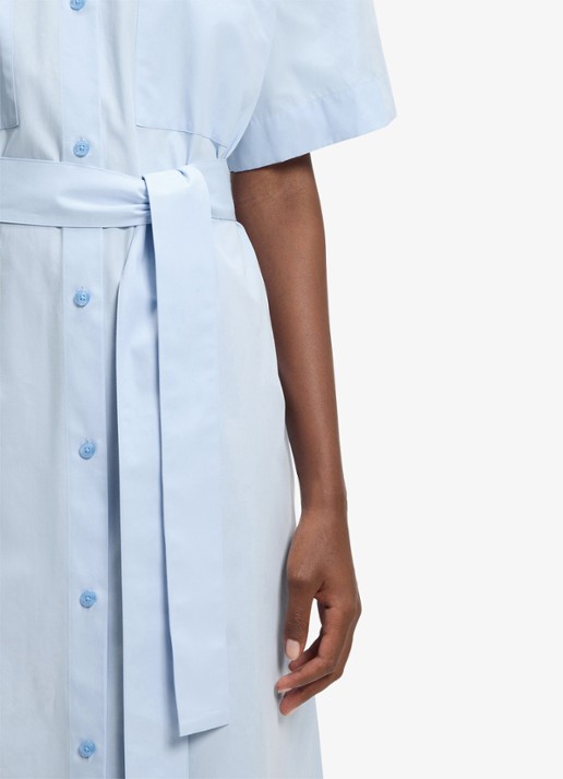 HUGO Kinime midi blousejurk met borstzak en logoborduring - detail 6 open blue-476 / blauw