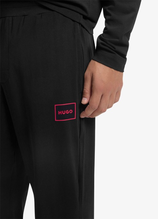 HUGO Laze tapered fit loungebroek met logo - detail 7 zwart
