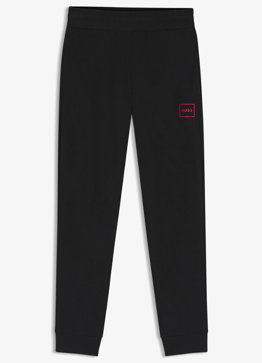 HUGO Laze tapered fit loungebroek met logo - voorkant 3 zwart