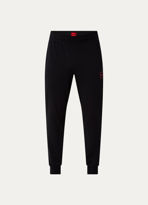 HUGO Laze tapered fit loungebroek met logo - voorkant 5 zwart