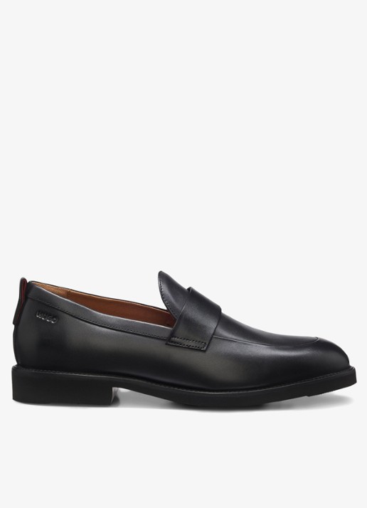 HUGO Loafer van leer  - voorkant 3 zwart