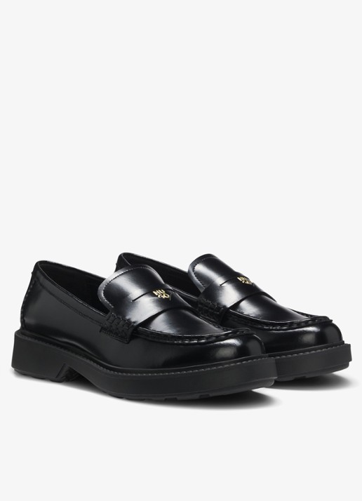 HUGO Loafers van leer - detail 3 zwart