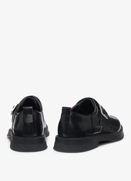 HUGO Loafers van leer - detail 4 zwart
