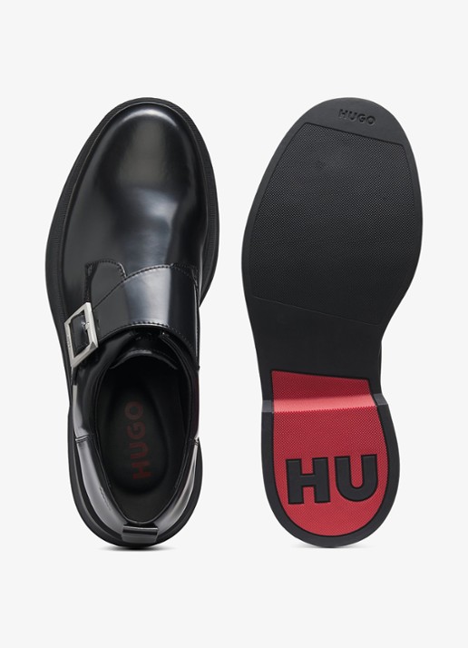 HUGO Loafers van leer - detail 5 zwart