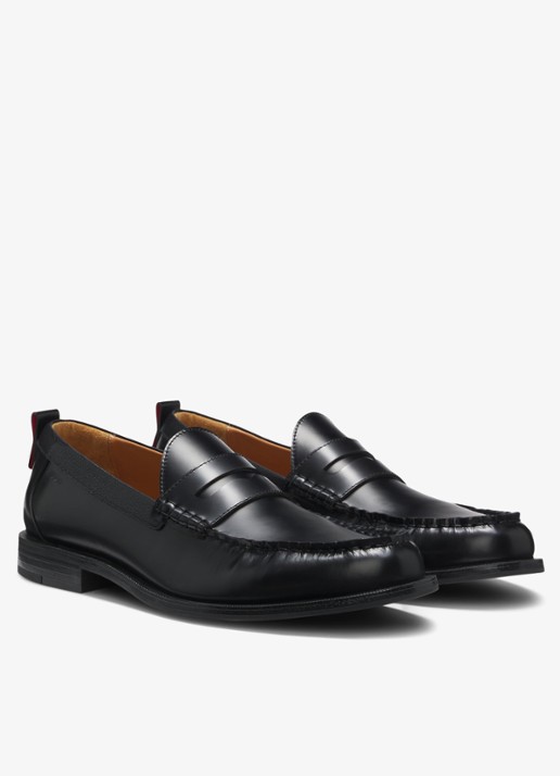 HUGO Loafers van leer - detail 3 zwart