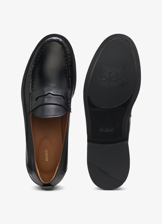 HUGO Loafers van leer - detail 4 zwart