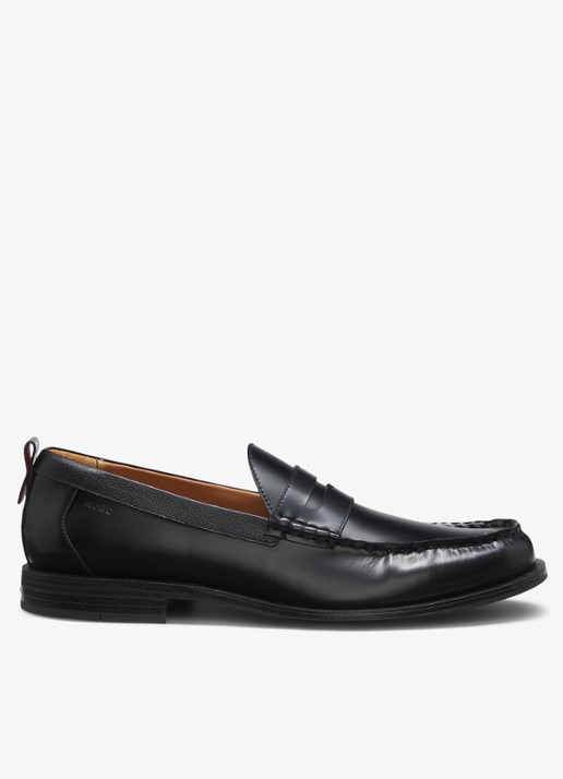 HUGO Loafers van leer - voorkant zwart