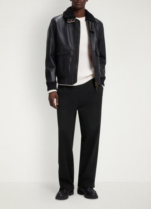 HUGO Loose fit broek met opgestikte zakken en studs - voorkant 2 zwart