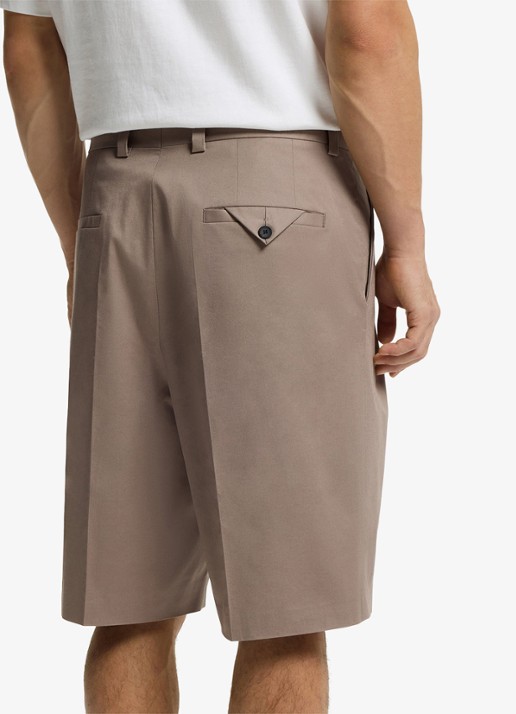 HUGO Loose fit korte broek met plooien - detail 5 lichtbruin