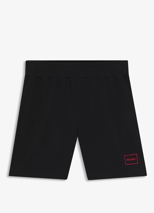 HUGO Lounge straight fit korte loungebroek met steekzakken - voorkant 3 black-001 / zwart
