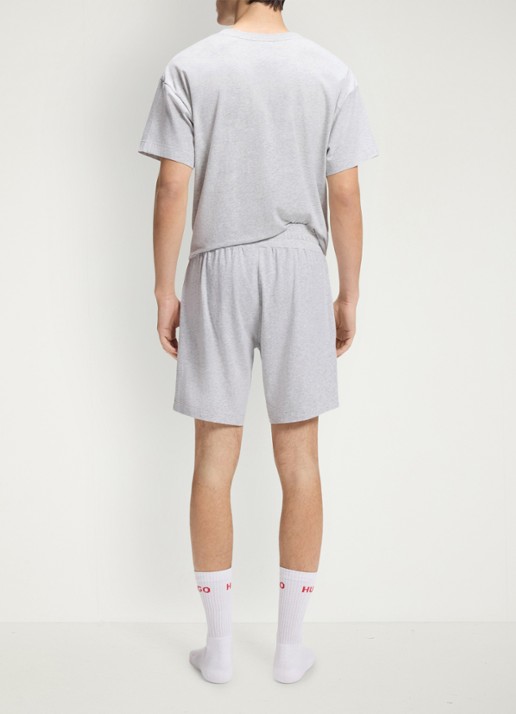 HUGO Lounge straight fit korte loungebroek met steekzakken - achterkant light/pastel grey-052 / grijs
