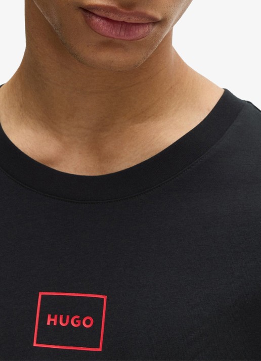 HUGO Lounge T-shirt met logo - detail 5 black-001 / zwart