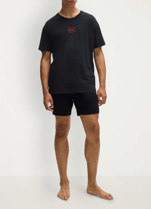 HUGO Lounge T-shirt met logo - voorkant 3 black-001 / zwart