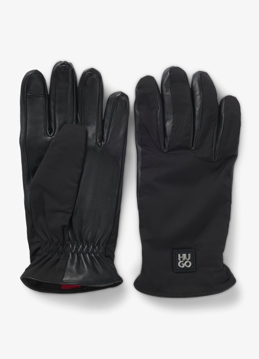 HUGO Luminary-L handschoenen van leer met logo