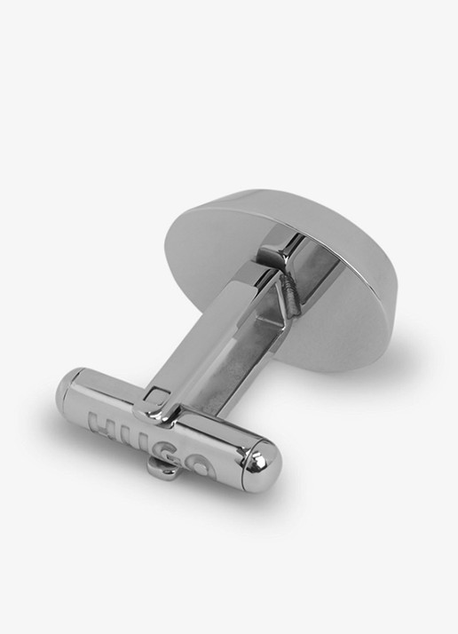 HUGO Manchetknopen met logo   - detail zilver