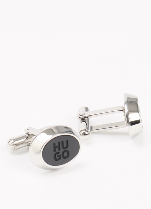HUGO Manchetknopen met logo   - detail 2 zilver