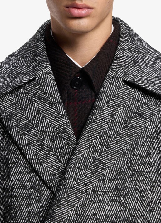 HUGO Mantel in scheerwolblend - detail dark grey-028 / grijs