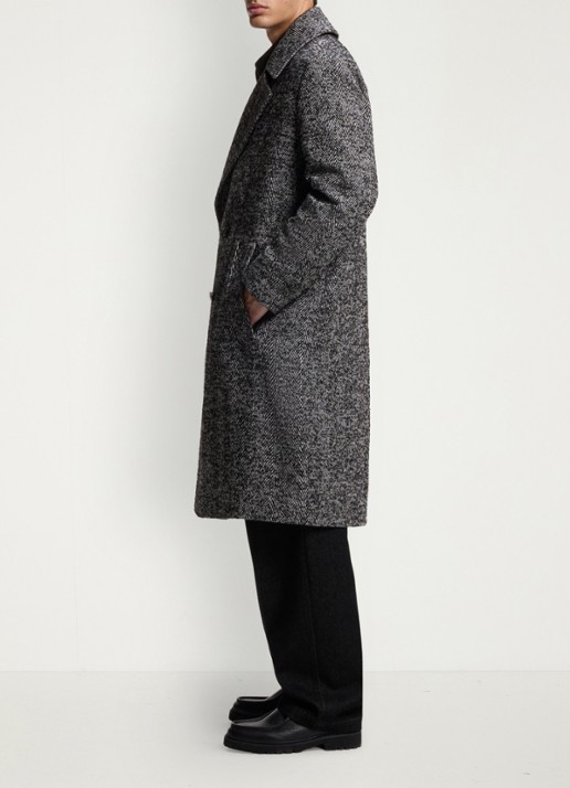 HUGO Mantel in scheerwolblend - detail 2 dark grey-028 / grijs