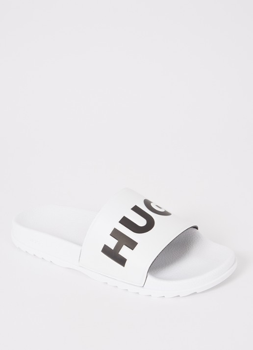 HUGO Match It slipper met logo - voorkant wit