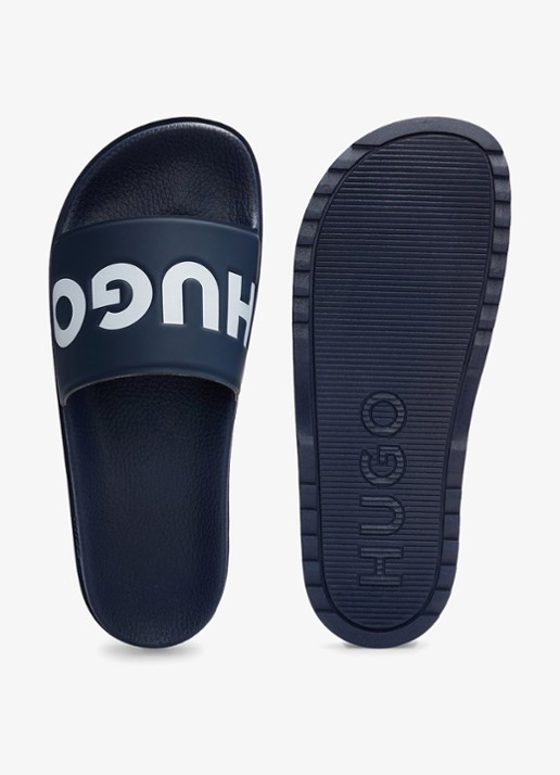 HUGO Match It slipper met logo - detail 2 donkerblauw