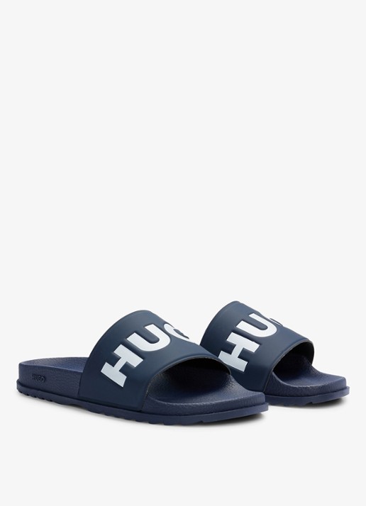 HUGO Match It slipper met logo - detail 3 donkerblauw
