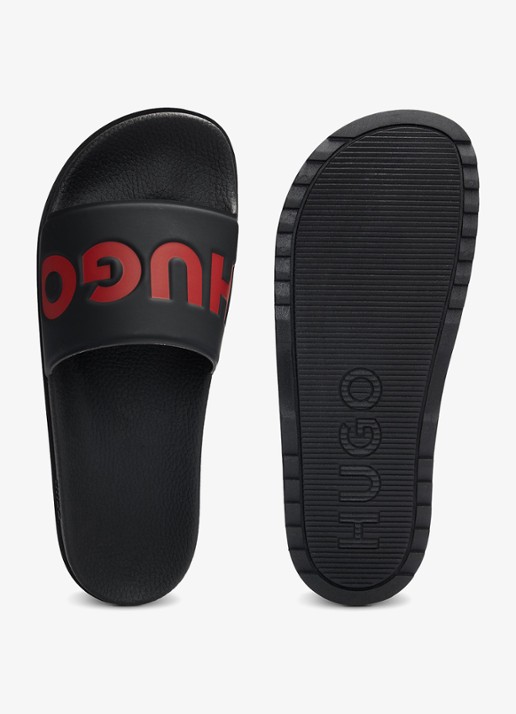 HUGO Match It slipper met logo - detail 2 steenrood