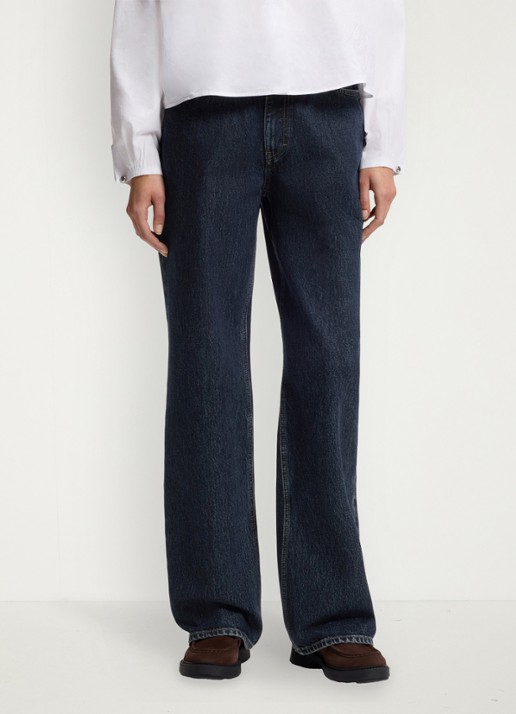 HUGO Mid waist straight fit jeans met donkere wassing