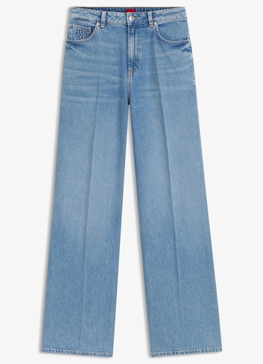 HUGO Mid waist wide fit jeans van katoen - voorkant 4 denim