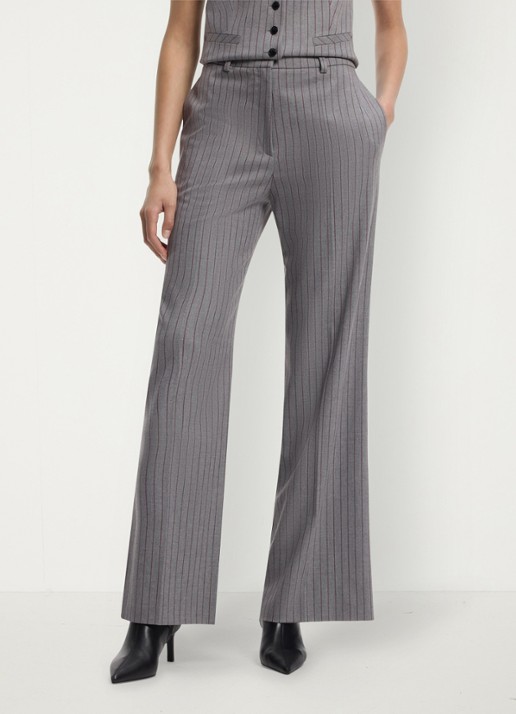 HUGO Mid waist wide fit pantalon met krijtstreep