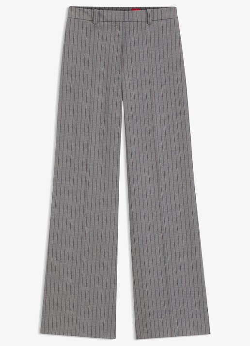 HUGO Mid waist wide fit pantalon met krijtstreep