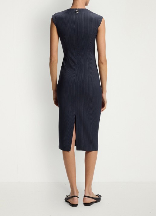HUGO Midi jurk met gedrapeerd detail - achterkant 5 donkerblauw