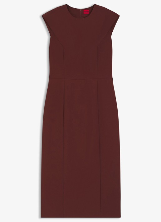 HUGO Midi-jurk met kapmouwen - voorkant brown overflow-904 / bruin