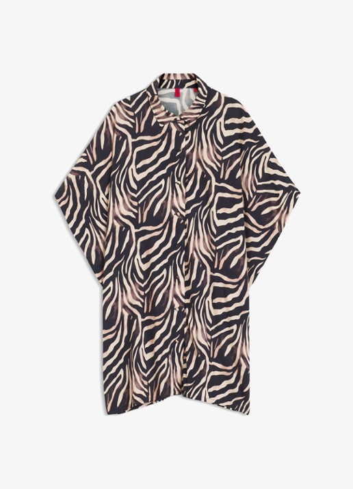 HUGO Mini blousejurk met grafische print - voorkant 2 zwart