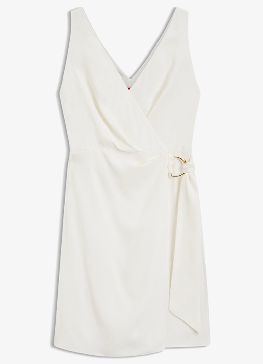 HUGO Mini jurk met geknoopt detail - voorkant 8 wit