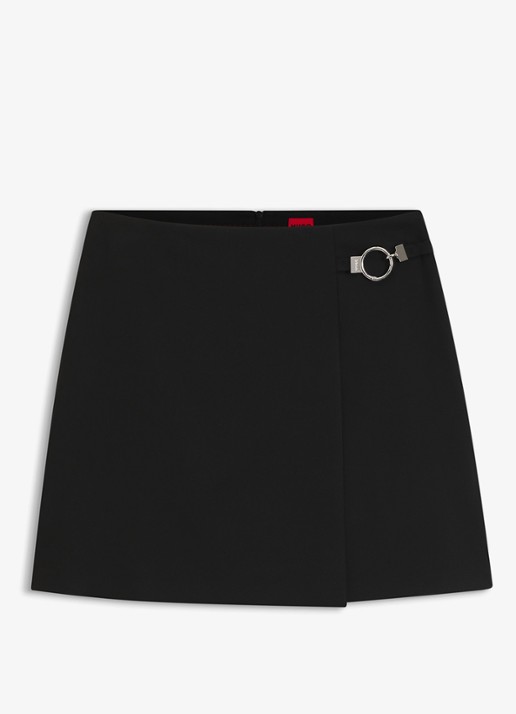 HUGO Mini rok met ceintuur - voorkant 4 zwart
