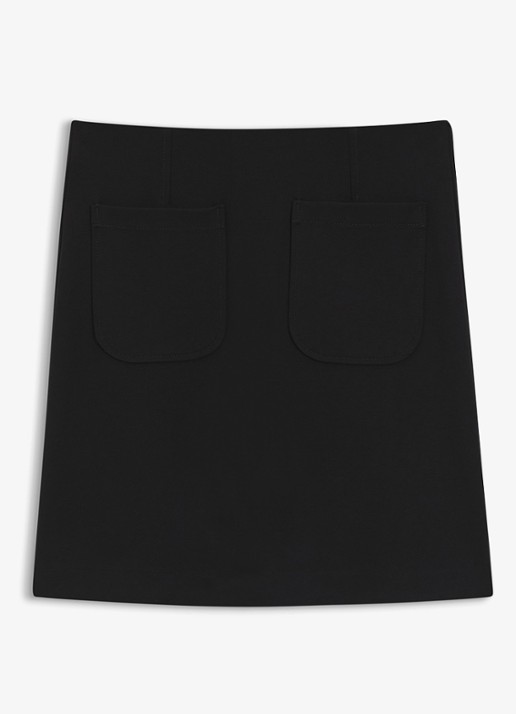 HUGO Mini rok met opgestikte zakken - voorkant 2 zwart