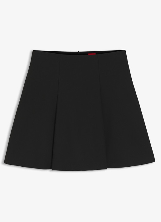 HUGO Mini rok met plooien - voorkant zwart