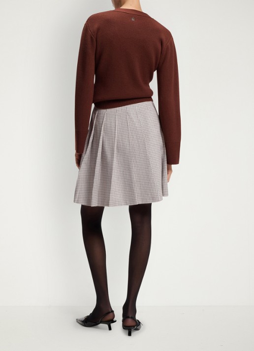 HUGO Mini rok met ruitdessin - achterkant beige